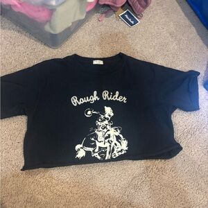 Brandy Melville Black Short Sleeve Tee with Graphic Design
